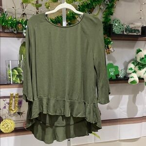 a.n.a Green Asymmetrical Ruffled Tunic. Ptp is 24.